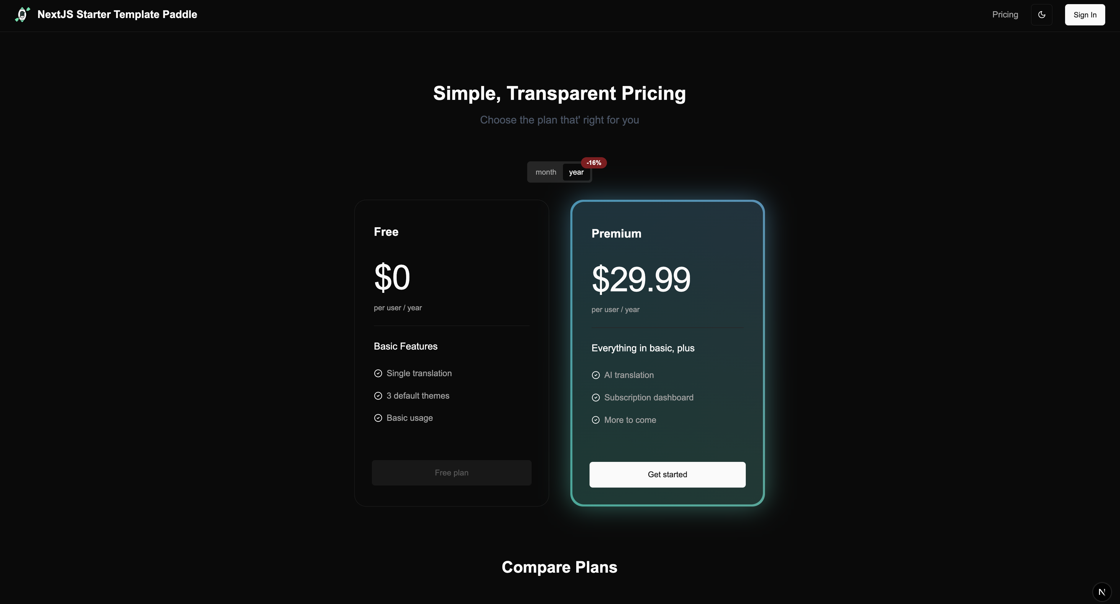 Next.js Starter Template Paddle